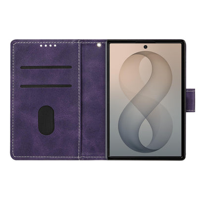 For Galaxy Z Fold8 5G Solid Color Calf Texture Folding Leather Phone Case - Purple - EDA006874506E