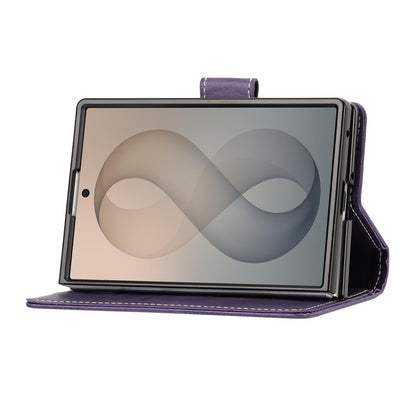 For Galaxy Z Fold8 5G Solid Color Calf Texture Folding Leather Phone Case - Purple - EDA006874506E