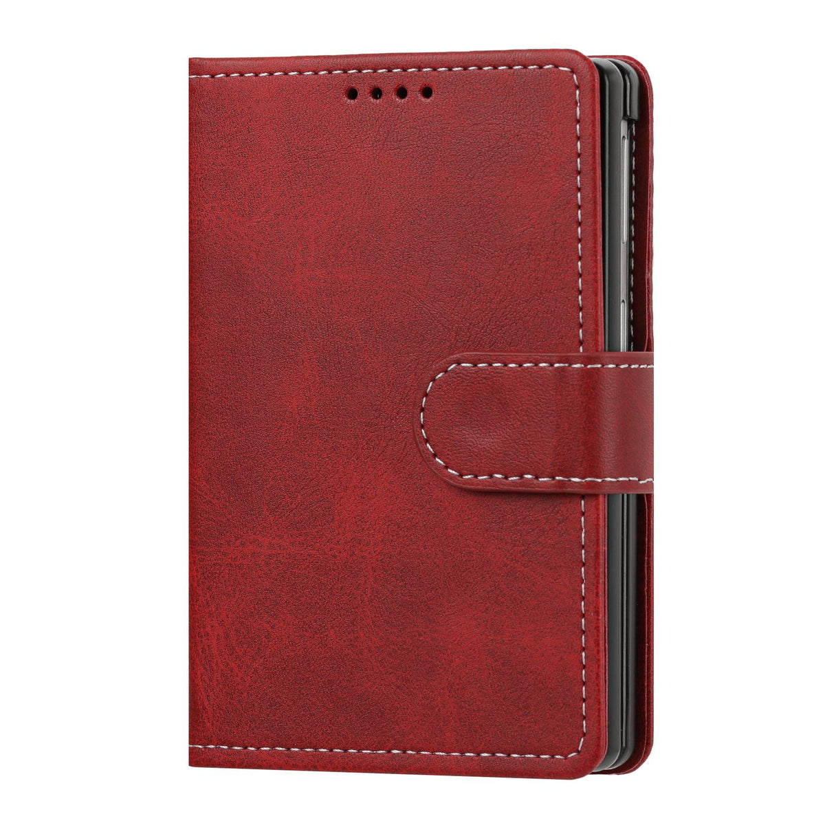 For Galaxy Z Fold8 5G Solid Color Calf Texture Folding Leather Phone Case - Red - EDA006874506F