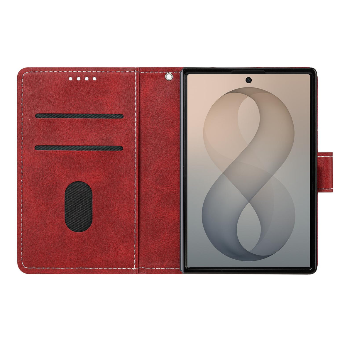 For Galaxy Z Fold8 5G Solid Color Calf Texture Folding Leather Phone Case - Red - EDA006874506F