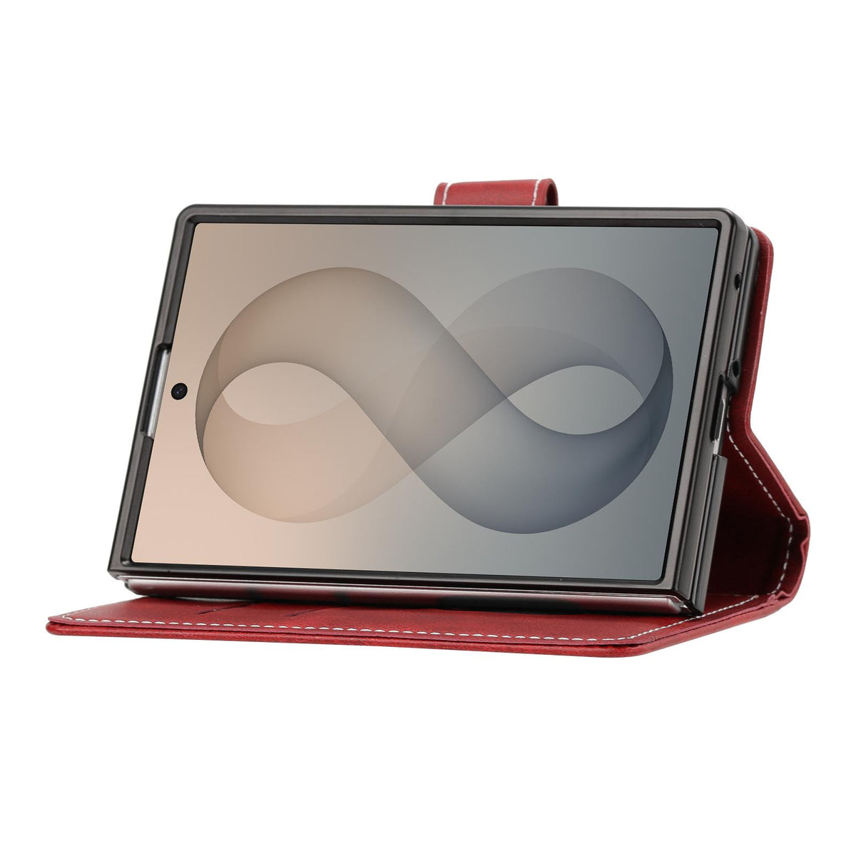 For Galaxy Z Fold8 5G Solid Color Calf Texture Folding Leather Phone Case - Red - EDA006874506F