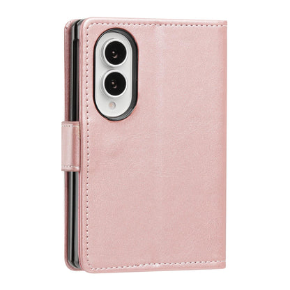 For Galaxy Z Fold8 5G Solid Color Calf Texture Folding Leather Phone Case - Rose Gold - EDA006874506G