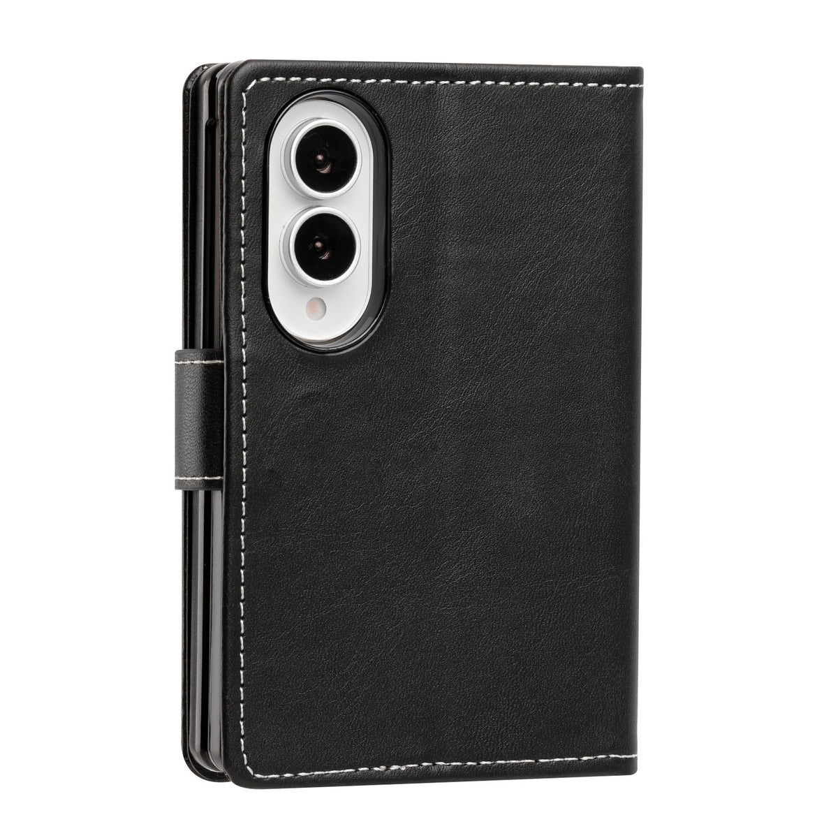 For Galaxy Z Fold8 5G Solid Color Calf Texture Folding Leather Phone Case - Black - EDA006874506H