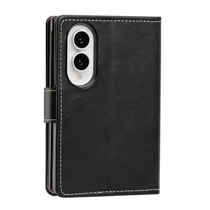 For Galaxy Z Fold8 5G Solid Color Calf Texture Folding Leather Phone Case - Black - EDA006874506H