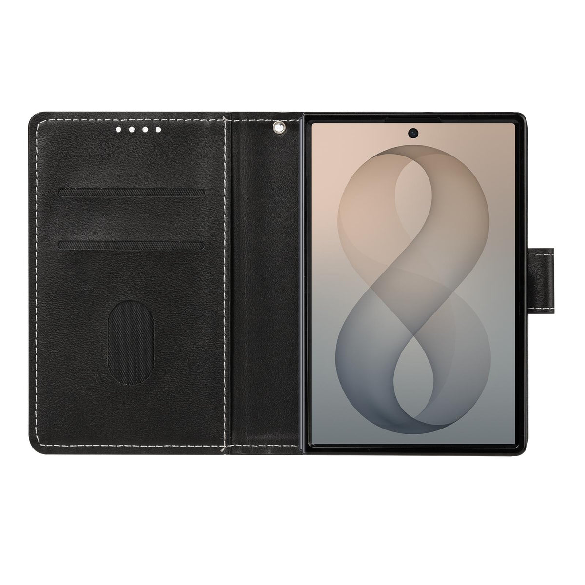 For Galaxy Z Fold8 5G Solid Color Calf Texture Folding Leather Phone Case - Black - EDA006874506H