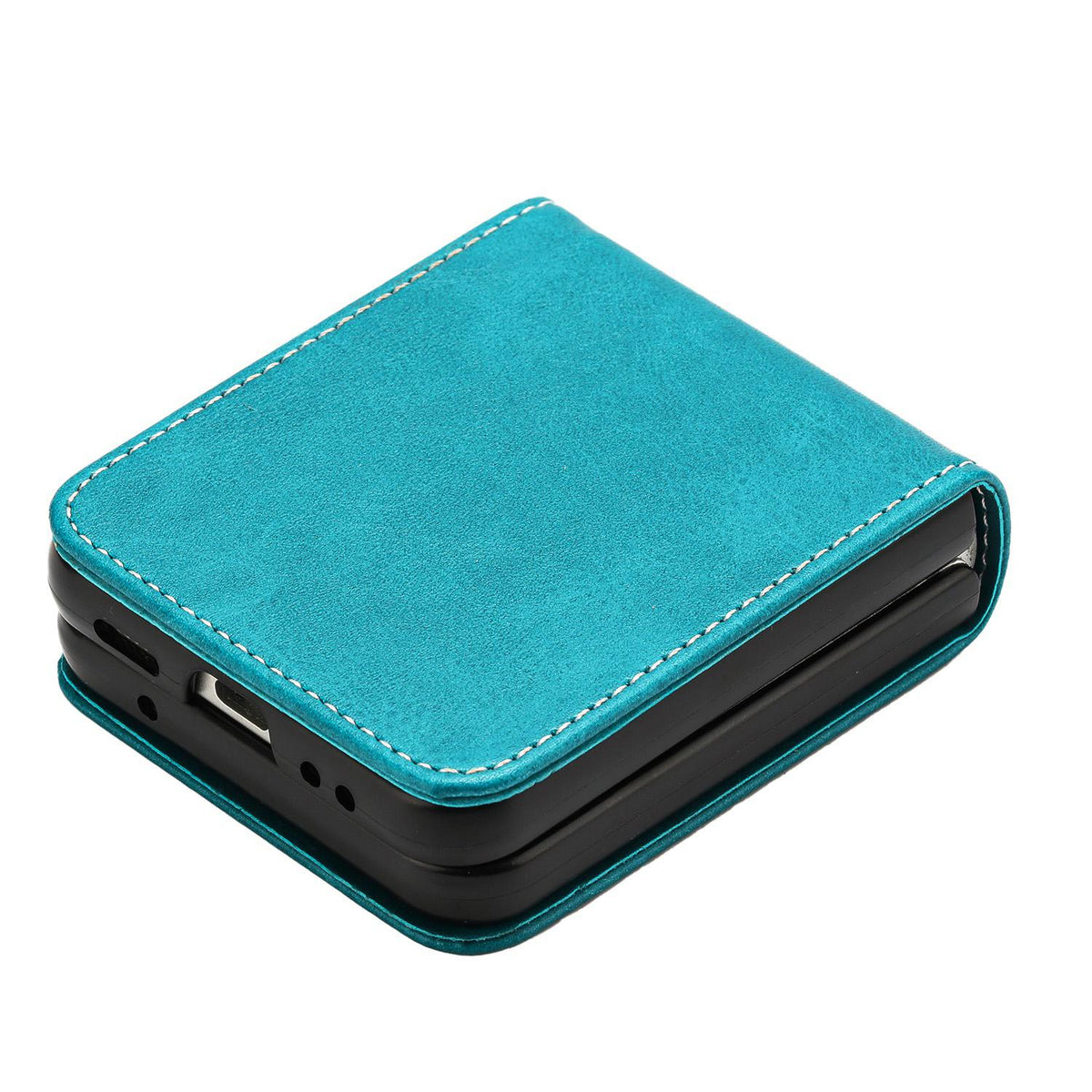 For Galaxy Z Flip8 5G Solid Color Calf Texture Folding Leather Phone Case - Green - EDA006874507A