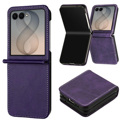 For Galaxy Z Flip8 5G Solid Color Calf Texture Folding Leather Phone Case - Purple - EDA006874507E