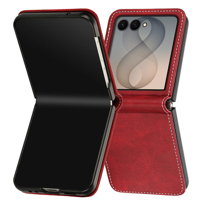 For Galaxy Z Flip8 5G Solid Color Calf Texture Folding Leather Phone Case - Red - EDA006874507F