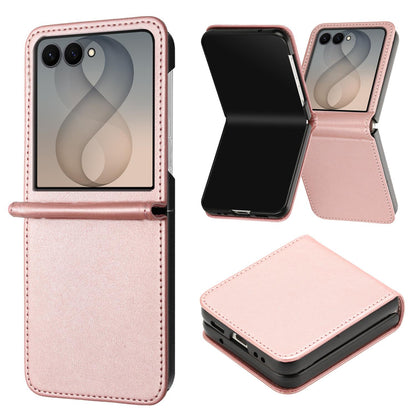 For Galaxy Z Flip8 5G Solid Color Calf Texture Folding Leather Phone Case - Rose Gold - EDA006874507G
