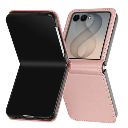 For Galaxy Z Flip8 5G Solid Color Calf Texture Folding Leather Phone Case - Rose Gold - EDA006874507G