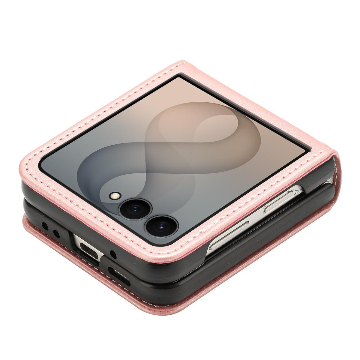 For Galaxy Z Flip8 5G Solid Color Calf Texture Folding Leather Phone Case - Rose Gold - EDA006874507G