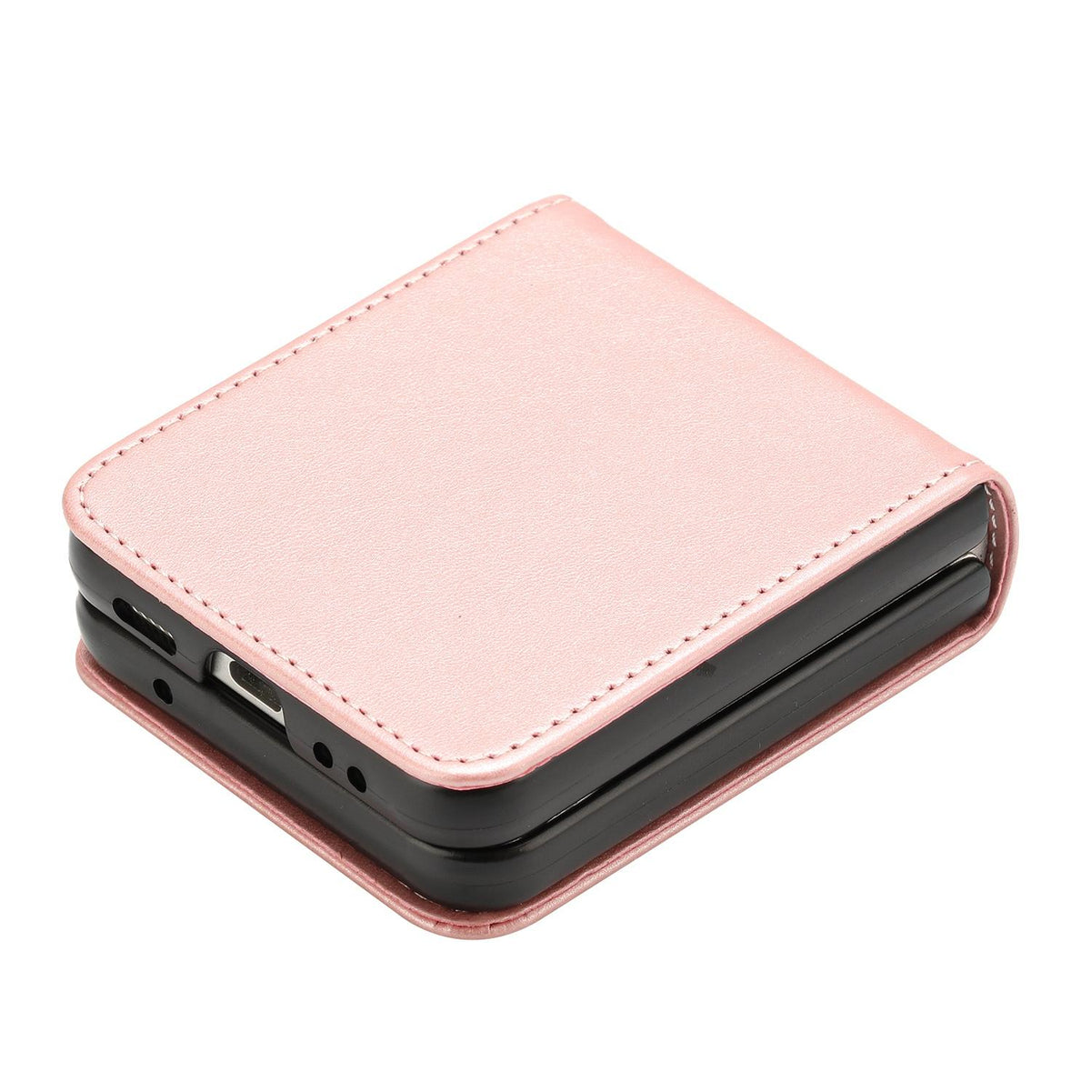 For Galaxy Z Flip8 5G Solid Color Calf Texture Folding Leather Phone Case - Rose Gold - EDA006874507G