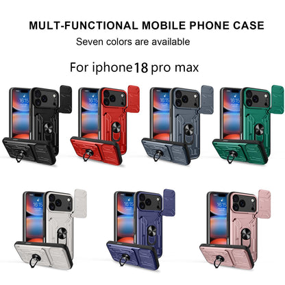 For iPhone 18 Pro Max Sliding Camshield TPU+PC Phone Case with Card Slot - Black - EDA006902713B