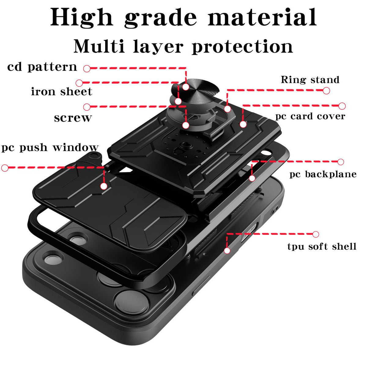 For iPhone 18 Pro Max Sliding Camshield TPU+PC Phone Case with Card Slot - Black - EDA006902713B