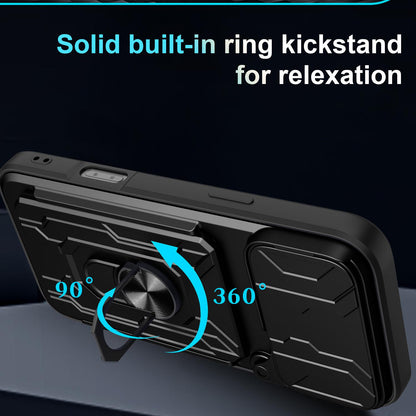 For iPhone 18 Pro Max Sliding Camshield TPU+PC Phone Case with Card Slot - Rose Gold - EDA006902713D