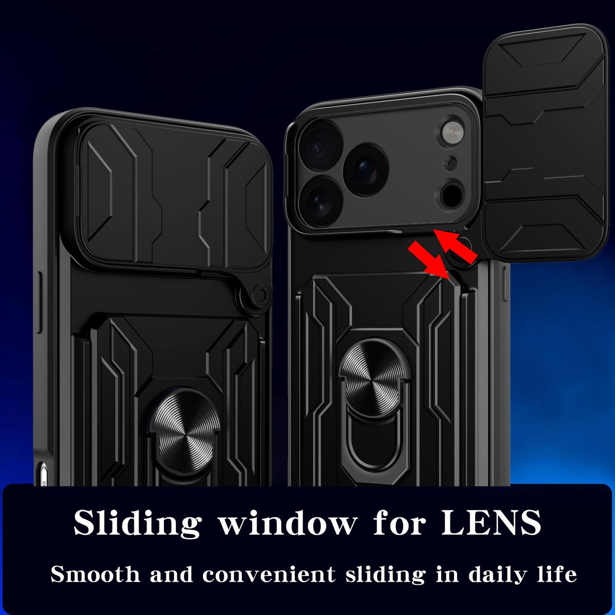 For iPhone 18 Pro Max Sliding Camshield TPU+PC Phone Case with Card Slot - Rose Gold - EDA006902713D