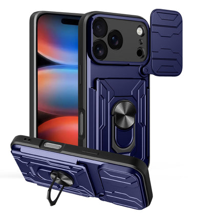 For iPhone 18 Pro Sliding Camshield TPU+PC Phone Case with Card Slot - Blue - EDA006902714A