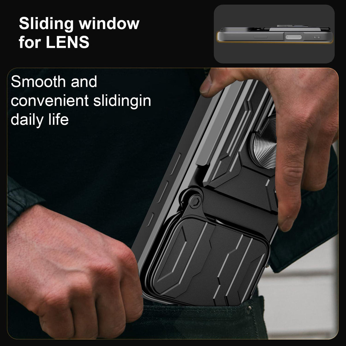 For iPhone 18 Pro Sliding Camshield TPU+PC Phone Case with Card Slot - Black - EDA006902714B