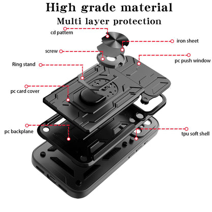 For iPhone 18 Pro Sliding Camshield TPU+PC Phone Case with Card Slot - Red - EDA006902714C