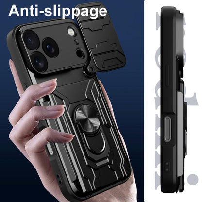 For iPhone 18 Pro Sliding Camshield TPU+PC Phone Case with Card Slot - Red - EDA006902714C