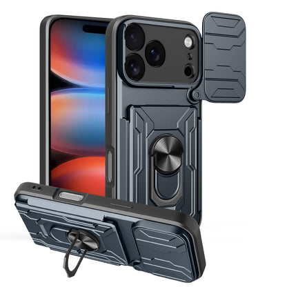 For iPhone 18 Pro Sliding Camshield TPU+PC Phone Case with Card Slot - Grey - EDA006902714F