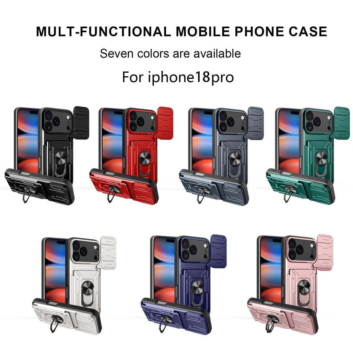 For iPhone 18 Pro Sliding Camshield TPU+PC Phone Case with Card Slot - Grey - EDA006902714F