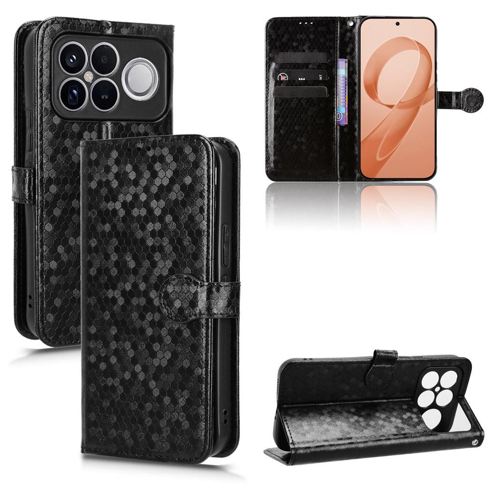 For Redmi K90 Pro Max 5G / Poco F8 Ultra Honeycomb Dot Texture Leather Phone Case(Black)