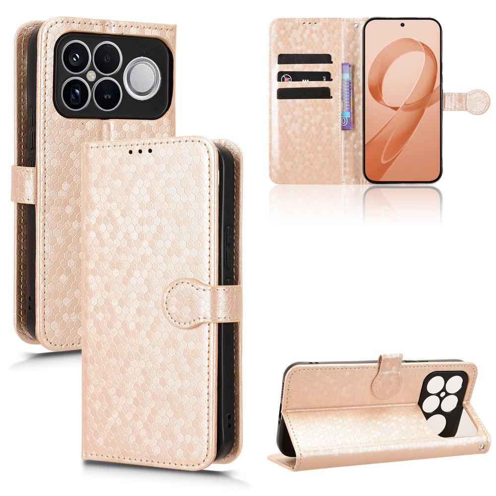 For Redmi K90 Pro Max 5G / Poco F8 Ultra Honeycomb Dot Texture Leather Phone Case(Gold)