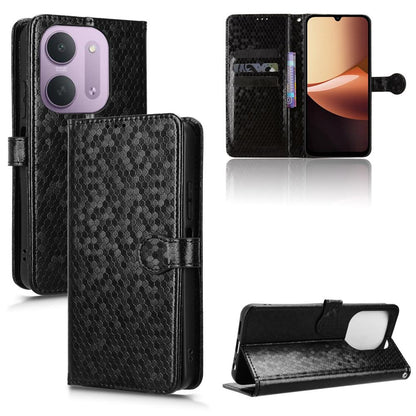 For Redmi 17C 5G Honeycomb Dot Texture Leather Phone Case - Black - EDA006925829A