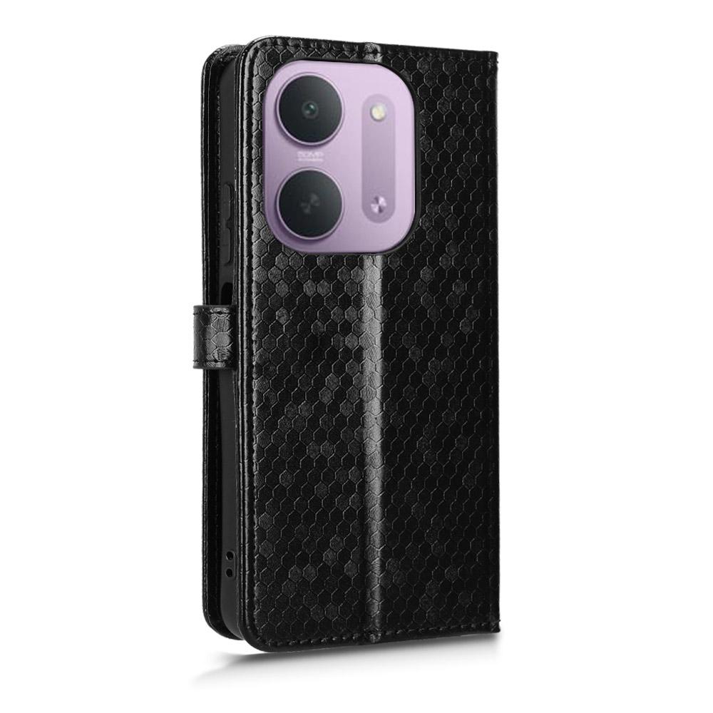 For Redmi 17C 5G Honeycomb Dot Texture Leather Phone Case - Black - EDA006925829A
