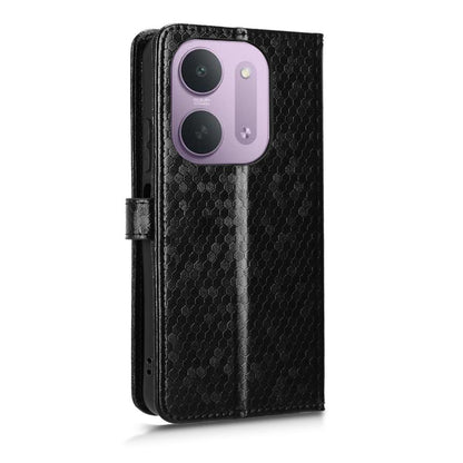 For Redmi 17C 5G Honeycomb Dot Texture Leather Phone Case - Black - EDA006925829A
