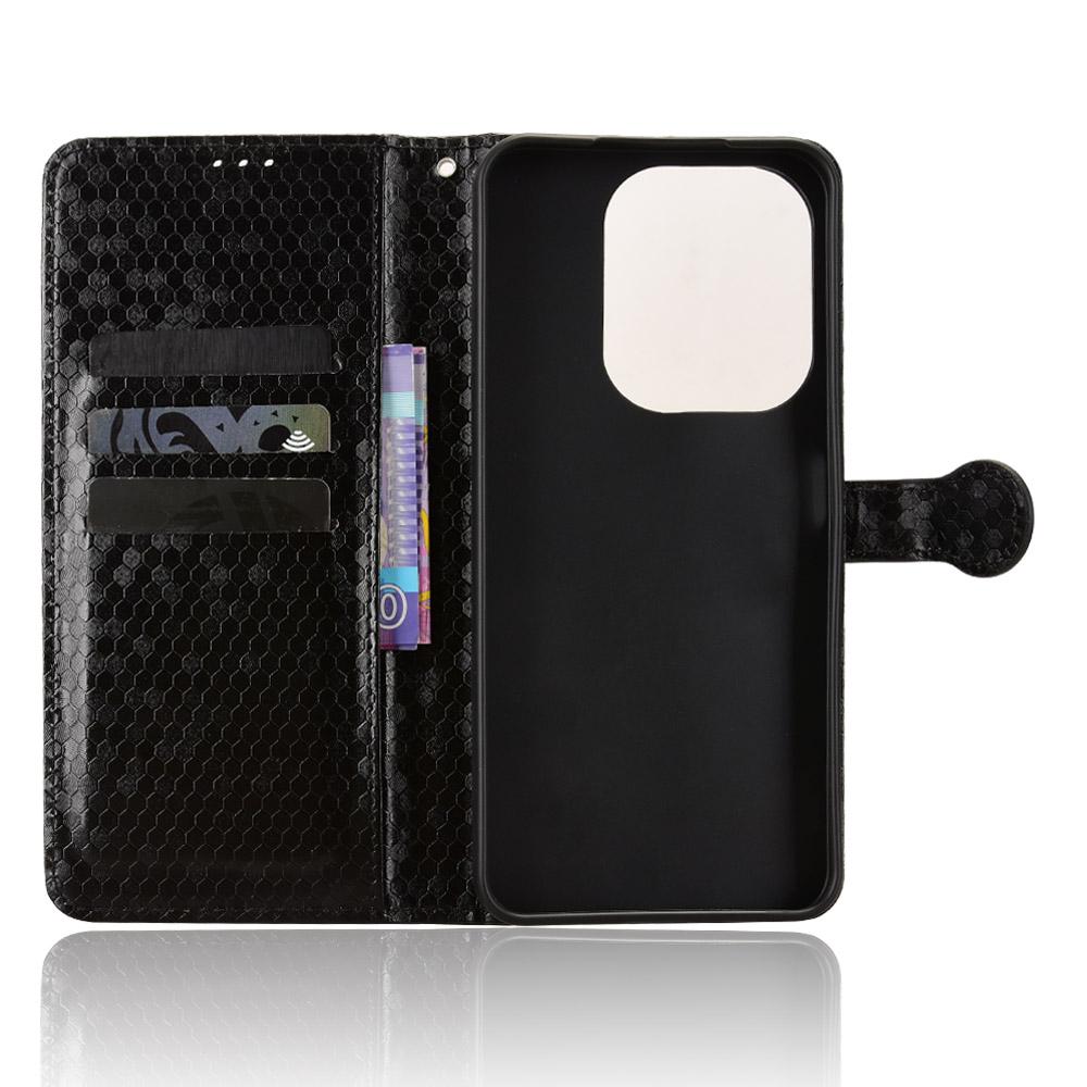 For Redmi 17C 5G Honeycomb Dot Texture Leather Phone Case - Black - EDA006925829A