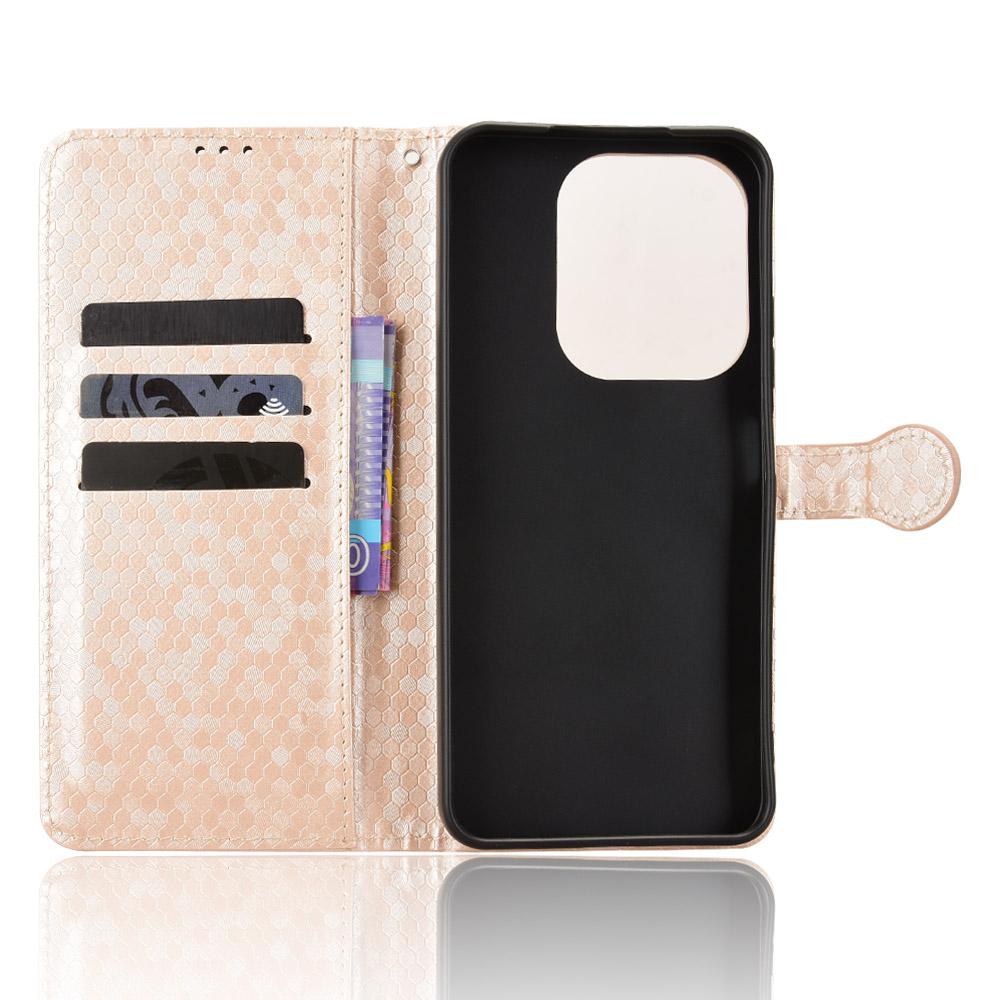 For Redmi 17C 5G Honeycomb Dot Texture Leather Phone Case - Gold - EDA006925829B