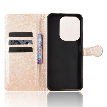 For Redmi 17C 5G Honeycomb Dot Texture Leather Phone Case - Gold - EDA006925829B