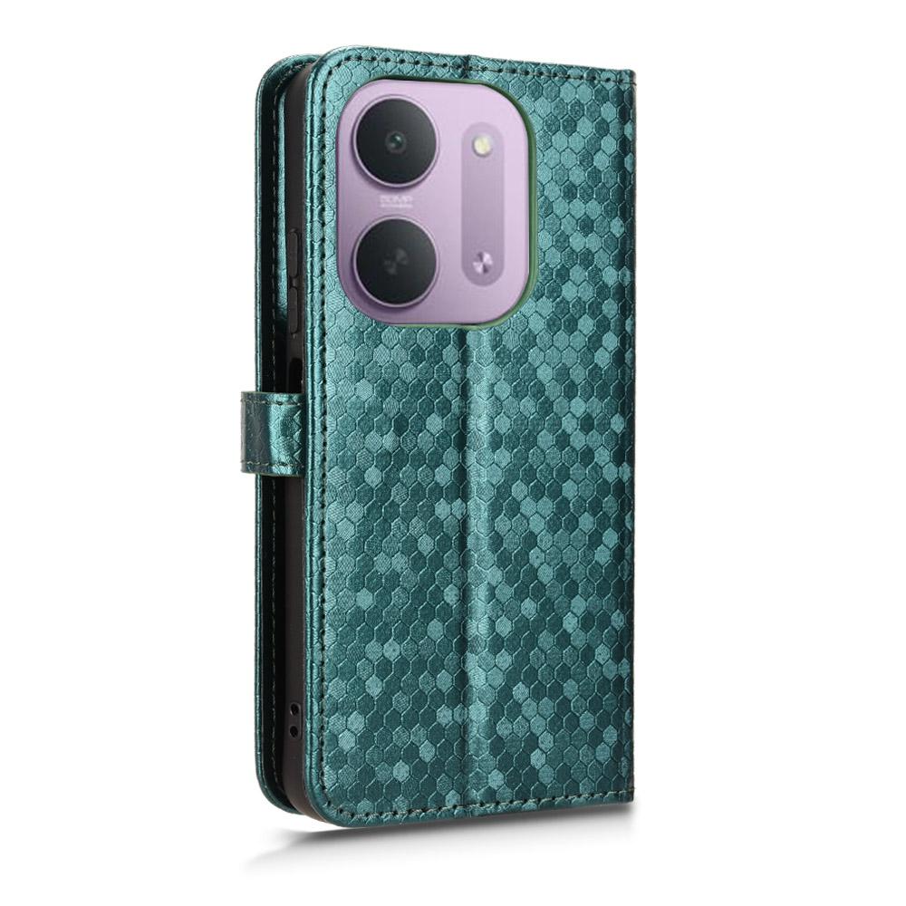 For Redmi 17C 5G Honeycomb Dot Texture Leather Phone Case - Green - EDA006925829D