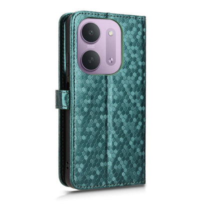 For Redmi 17C 5G Honeycomb Dot Texture Leather Phone Case - Green - EDA006925829D