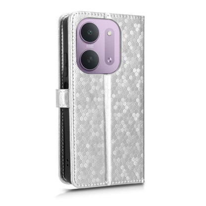 For Redmi 17C 5G Honeycomb Dot Texture Leather Phone Case - Silver - EDA006925829E