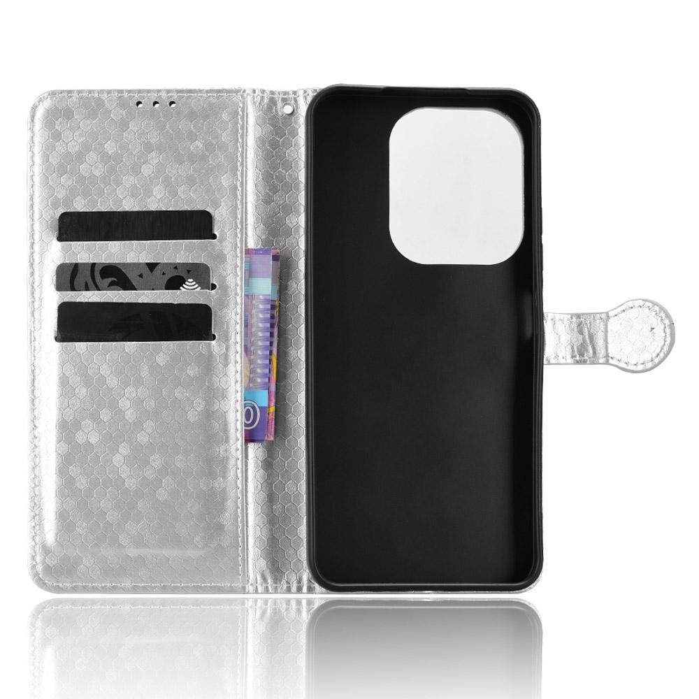 For Redmi 17C 5G Honeycomb Dot Texture Leather Phone Case - Silver - EDA006925829E