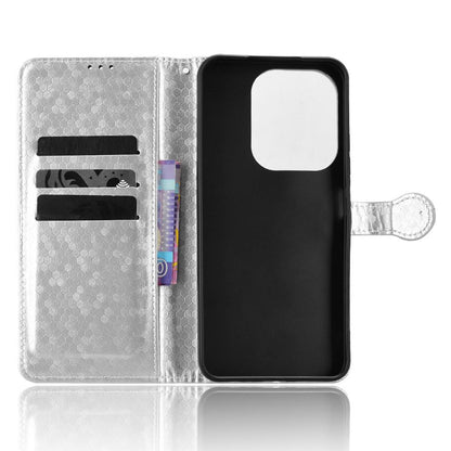 For Redmi 17C 5G Honeycomb Dot Texture Leather Phone Case - Silver - EDA006925829E