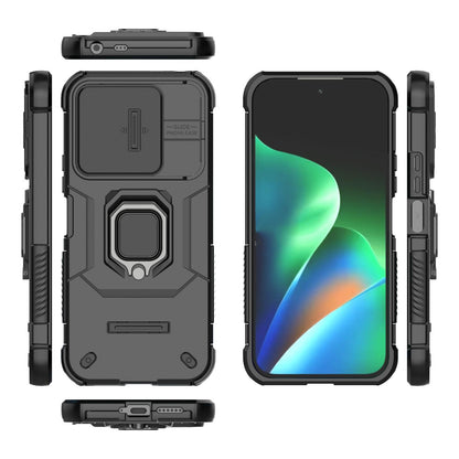For Redmi 17 5G / 4G Global 170mm Sliding Camshield TPU + PC Shockproof Phone Case with Holder - Black - EDA006951218A