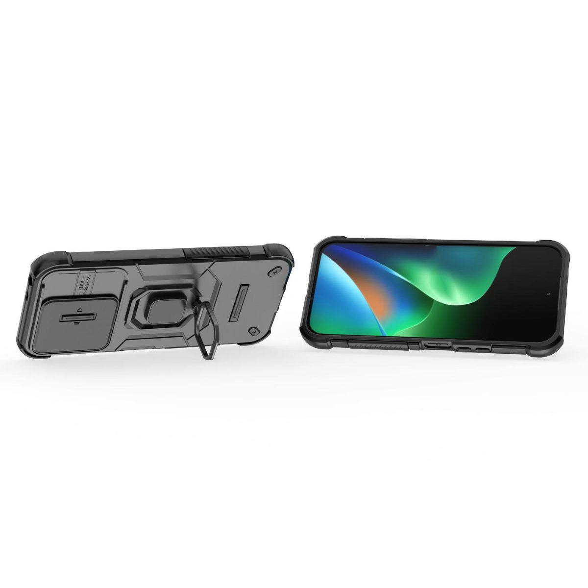 For Redmi 17 5G / 4G Global 170mm Sliding Camshield TPU + PC Shockproof Phone Case with Holder - Black - EDA006951218A