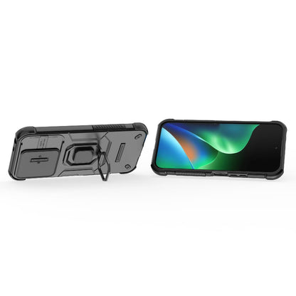 For Redmi 17 5G / 4G Global 170mm Sliding Camshield TPU + PC Shockproof Phone Case with Holder - Black - EDA006951218A