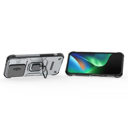 For Redmi 17 5G / 4G Global 170mm Sliding Camshield TPU + PC Shockproof Phone Case with Holder - Grey - EDA006951218B