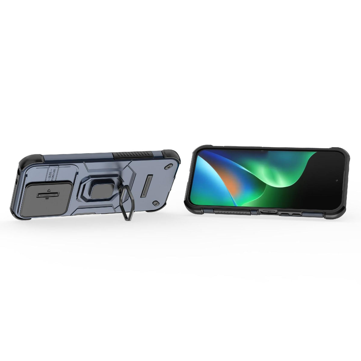 For Redmi 17 5G / 4G Global 170mm Sliding Camshield TPU + PC Shockproof Phone Case with Holder - Blue - EDA006951218C