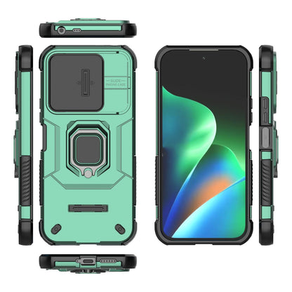 For Redmi 17 5G / 4G Global 170mm Sliding Camshield TPU + PC Shockproof Phone Case with Holder - Green - EDA006951218D