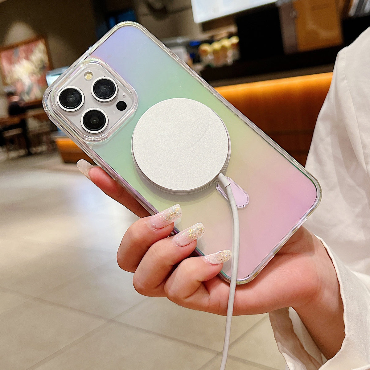 For iPhone 18 Pro Gradient Color MagSafe Airbag Full Coverage Phone Case - Rainbow - EDA006956727A