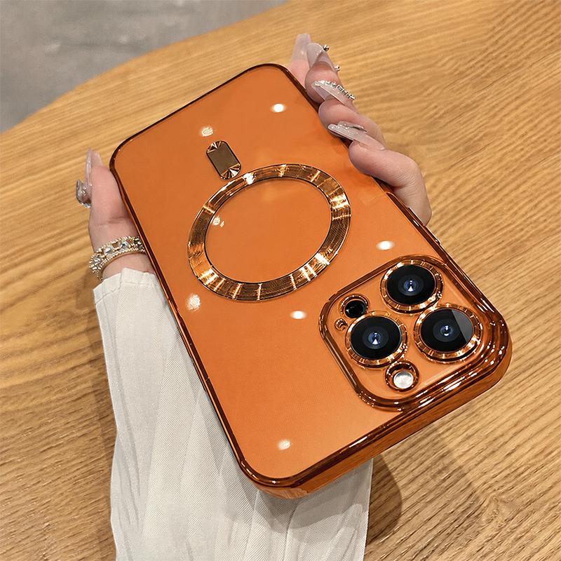 For iPhone 12 Pro Electroplating MagSafe Phone Case - Orange - EDA006968605K