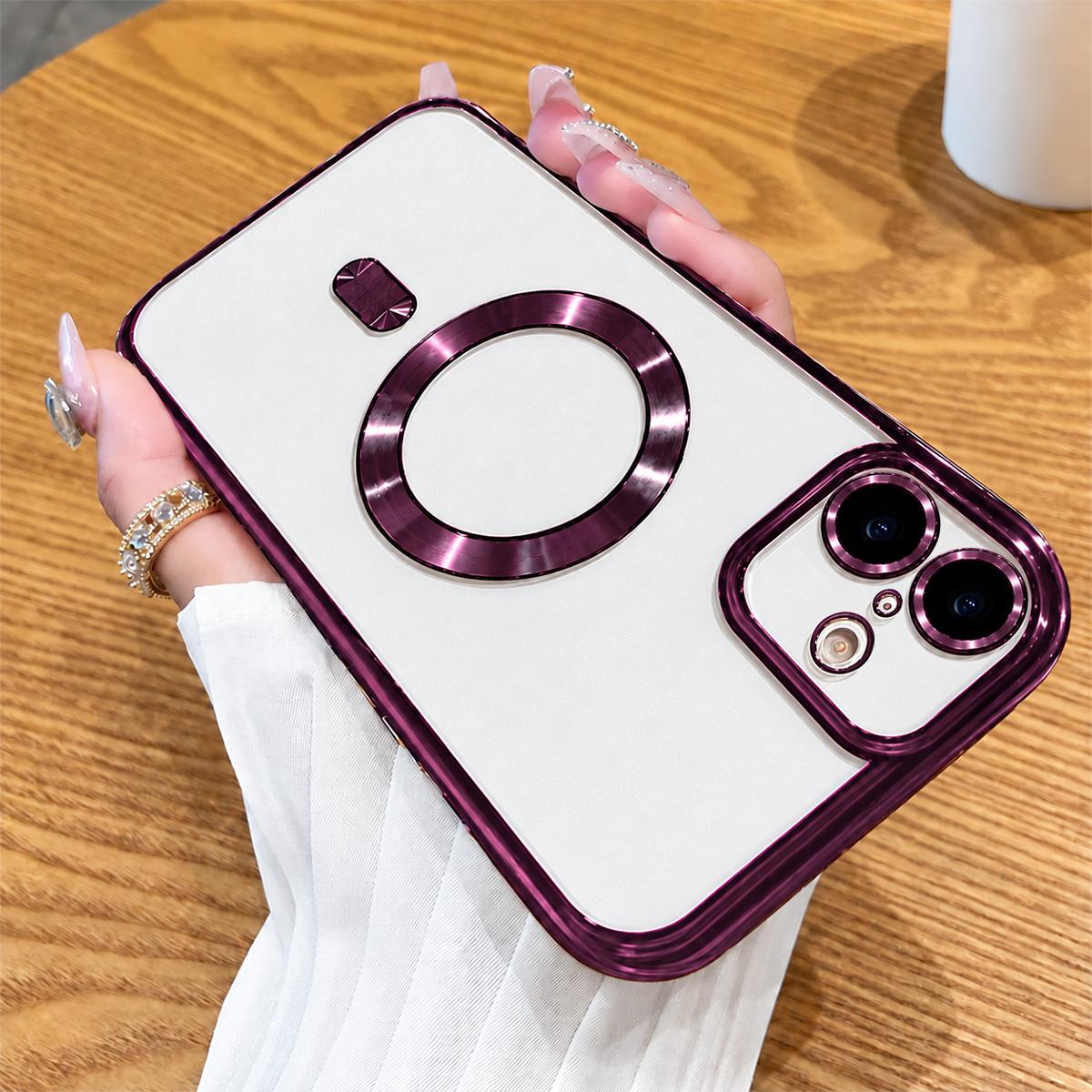 For iPhone 16 Electroplating MagSafe Phone Case - Cherry Red - EDA006968618I