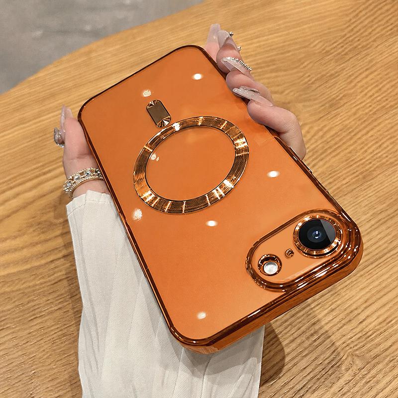 For iPhone 17e / 16e Electroplating MagSafe Phone Case - Orange - EDA006968622K