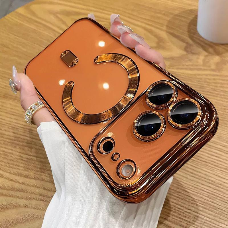 For iPhone 17 Pro Max Electroplating MagSafe Phone Case - Orange - EDA006968625K